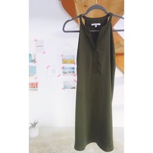 Olive green sleeveless shift dress